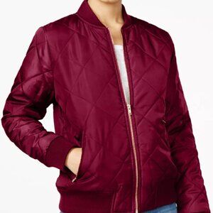 Say What? Junior' Quilted Bomber Jacket Burgundy Size S